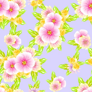 Sorunsuz vintage tarzı çiçek deseni. Renkli çiçek öğeleri