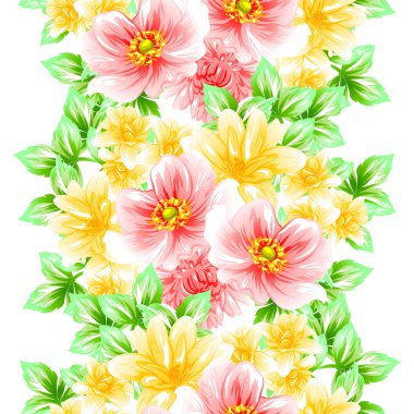 Sorunsuz vintage tarzı çiçek deseni. Renkli çiçek öğeleri