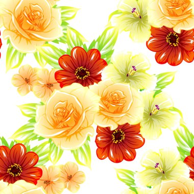 Sorunsuz vintage tarzı çiçek deseni. Renkli çiçek öğeleri