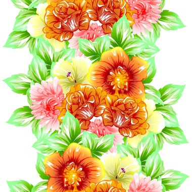 Sorunsuz vintage tarzı çiçek deseni. Renkli çiçek öğeleri