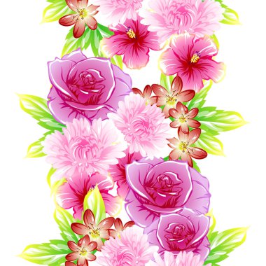 Sorunsuz vintage tarzı çiçek deseni. Renkli çiçek öğeleri