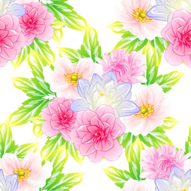 Sorunsuz vintage tarzı çiçek deseni. Renkli çiçek öğeleri