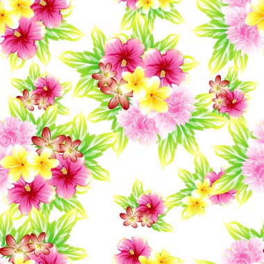 Sorunsuz vintage tarzı çiçek deseni. Renkli çiçek öğeleri