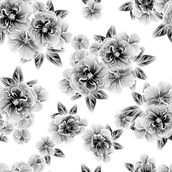 Modèle Fleur Style Vintage Sans Couture Éléments Floraux Dans Contour — Image vectorielle