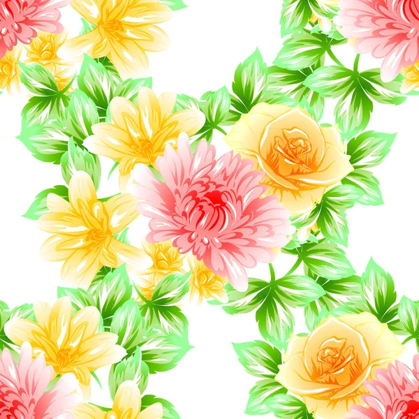Sorunsuz vintage tarzı çiçek deseni. Renkli çiçek öğeleri