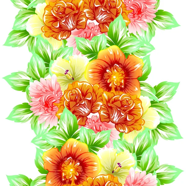 Sorunsuz vintage tarzı çiçek deseni. Renkli çiçek öğeleri