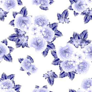 Sorunsuz vintage tarzı çiçek deseni. Kontur çiçek öğeleri