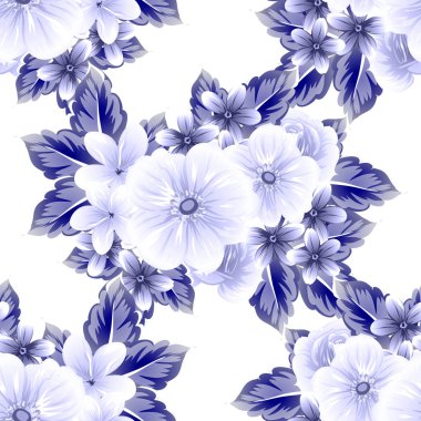 Sorunsuz vintage tarzı çiçek deseni. Kontur çiçek öğeleri