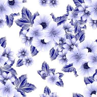 Sorunsuz vintage tarzı çiçek deseni. Kontur çiçek öğeleri