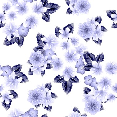 Sorunsuz vintage tarzı çiçek deseni. Kontur çiçek öğeleri