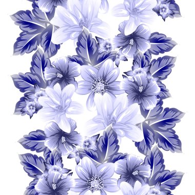 Sorunsuz vintage tarzı çiçek deseni. Kontur çiçek öğeleri