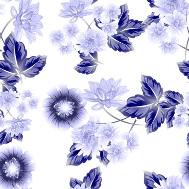 Sorunsuz vintage tarzı çiçek deseni. Kontur çiçek öğeleri