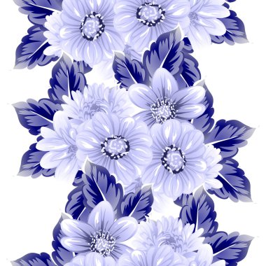 Sorunsuz vintage tarzı çiçek deseni. Kontur çiçek öğeleri