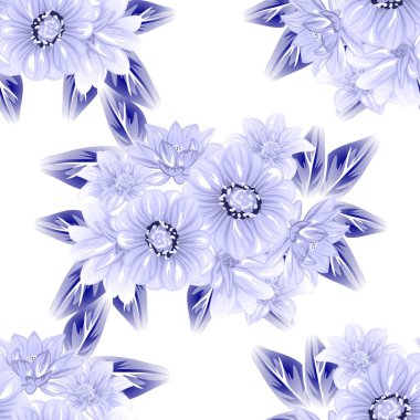 Sorunsuz vintage tarzı çiçek deseni. Kontur çiçek öğeleri