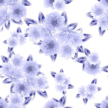 Sorunsuz vintage tarzı çiçek deseni. Kontur çiçek öğeleri