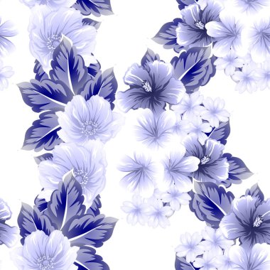 Sorunsuz vintage tarzı çiçek deseni. Kontur çiçek öğeleri