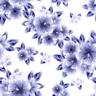 Sorunsuz vintage tarzı çiçek deseni. Kontur çiçek öğeleri