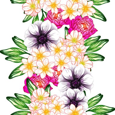 Sorunsuz vintage tarzı çiçek deseni. Renkli çiçek öğeleri
