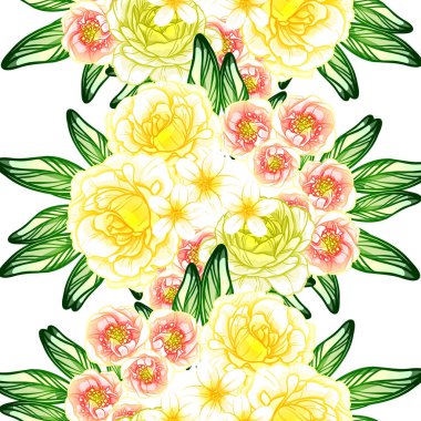 Sorunsuz vintage tarzı çiçek deseni. Renkli çiçek öğeleri