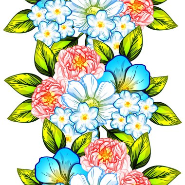 Sorunsuz vintage tarzı çiçek deseni. Renkli çiçek öğeleri