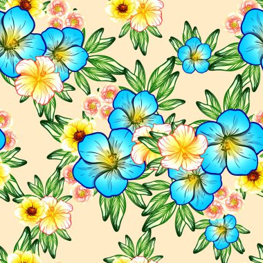 Sorunsuz vintage tarzı çiçek deseni. Renkli çiçek öğeleri