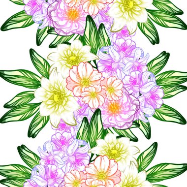 Sorunsuz vintage tarzı çiçek deseni. Renkli çiçek öğeleri