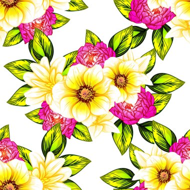 Sorunsuz vintage tarzı çiçek deseni. Renkli çiçek öğeleri