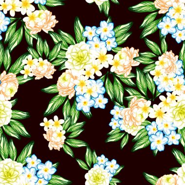 Sorunsuz vintage tarzı çiçek deseni. Renkli çiçek öğeleri