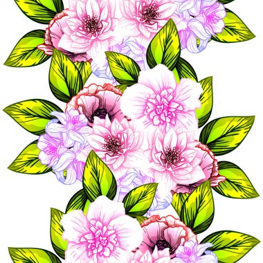 Sorunsuz vintage tarzı çiçek deseni. Renkli çiçek öğeleri