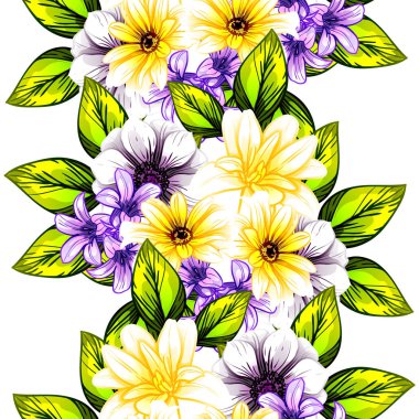 Sorunsuz vintage tarzı çiçek deseni. Renkli çiçek öğeleri