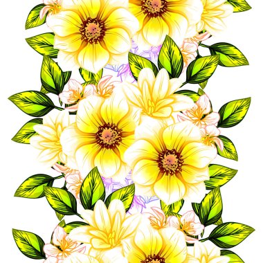 Sorunsuz vintage tarzı çiçek deseni. Renkli çiçek öğeleri