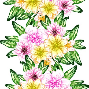 Sorunsuz vintage tarzı çiçek deseni. Renkli çiçek öğeleri