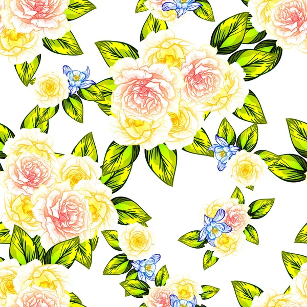 Modèle Fleur Style Vintage Sans Couture Éléments Floraux Couleur — Image vectorielle