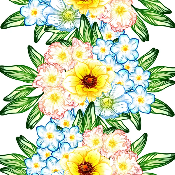 Naadloze Vintage Stijl Bloemenpatroon Floral Elementen Kleur — Stockvector