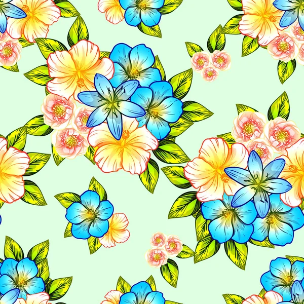 Modèle Fleur Style Vintage Sans Couture Éléments Floraux Couleur — Image vectorielle