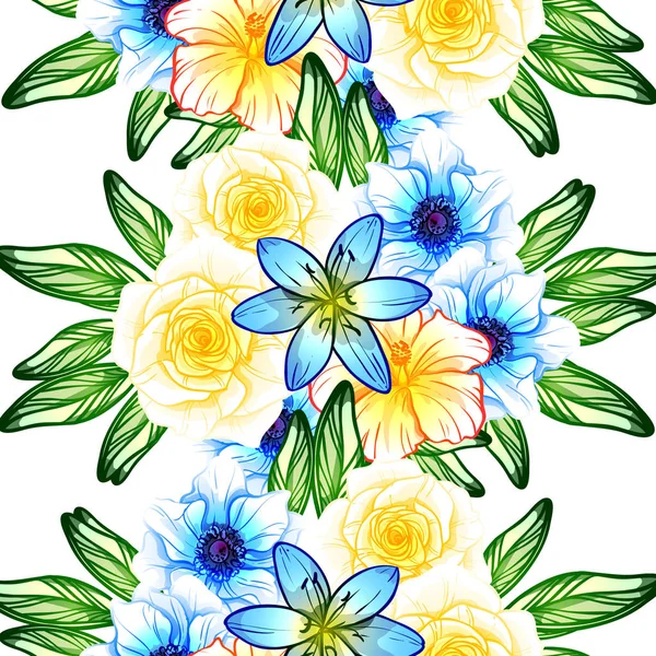 Naadloze Vintage Stijl Bloemenpatroon Floral Elementen Kleur — Stockvector