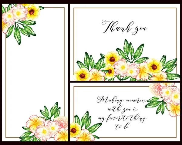 Vintage Στυλ Λουλούδι Γαμήλιες Κάρτες Που Floral Στοιχεία Χρώμα — Διανυσματικό Αρχείο