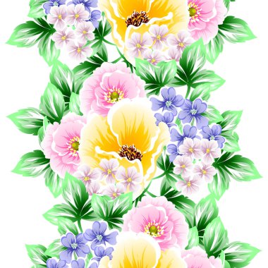 Sorunsuz vintage tarzı çiçek deseni. Renkli çiçek öğeleri