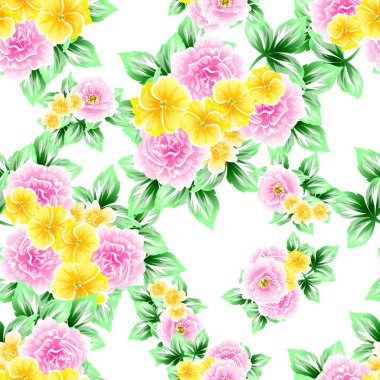 Sorunsuz vintage tarzı çiçek deseni. Renkli çiçek öğeleri