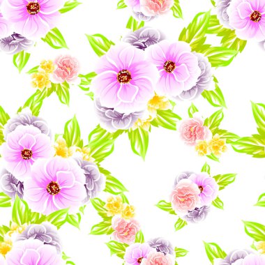 Sorunsuz vintage tarzı çiçek deseni. Renkli çiçek öğeleri