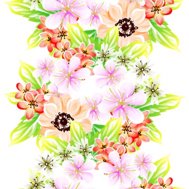 Sorunsuz vintage tarzı çiçek deseni. Renkli çiçek öğeleri