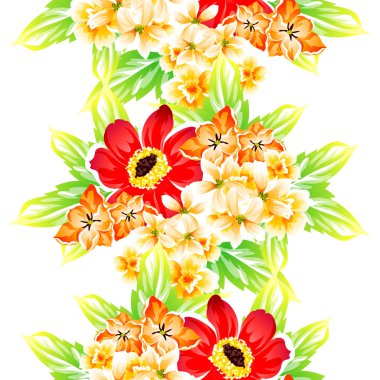 Sorunsuz vintage tarzı çiçek deseni. Renkli çiçek öğeleri