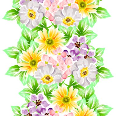 Sorunsuz vintage tarzı çiçek deseni. Renkli çiçek öğeleri