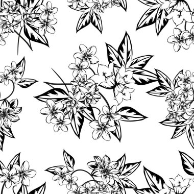 Sorunsuz vintage tarzı çiçek deseni. Kontur çiçek öğeleri