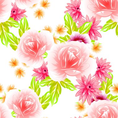 Sorunsuz vintage tarzı çiçek deseni. Renkli çiçek öğeleri