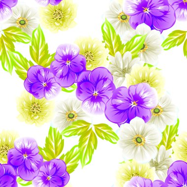 Sorunsuz vintage tarzı çiçek deseni. Renkli çiçek öğeleri