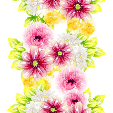 Sorunsuz vintage tarzı çiçek deseni. Renkli çiçek öğeleri