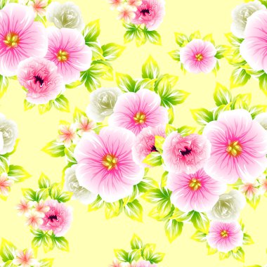 Sorunsuz vintage tarzı çiçek deseni. Renkli çiçek öğeleri