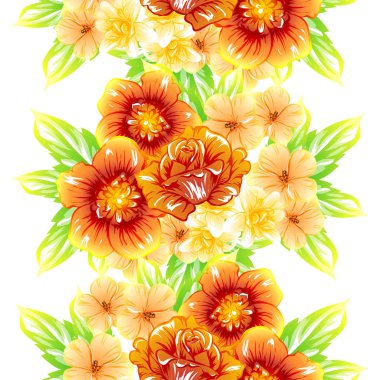 Sorunsuz vintage tarzı çiçek deseni. Renkli çiçek öğeleri