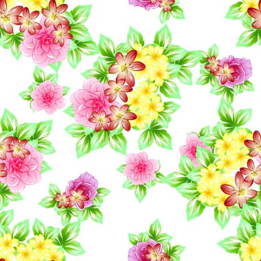 Sorunsuz vintage tarzı çiçek deseni. Renkli çiçek öğeleri